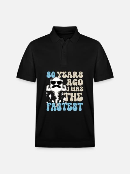 80th Birthday Funny Sayings - Stanley/Stella Unisex Organic Polo Shirt PREPSTER - black
