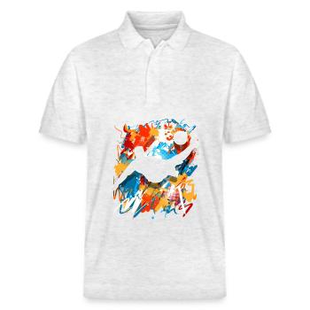 Fußball Fußballer - Stanley/Stella Unisex Bio-Poloshirt PREPSTER - Weiß meliert - Vorne - Roxy (174cm) & Andy (188cm)