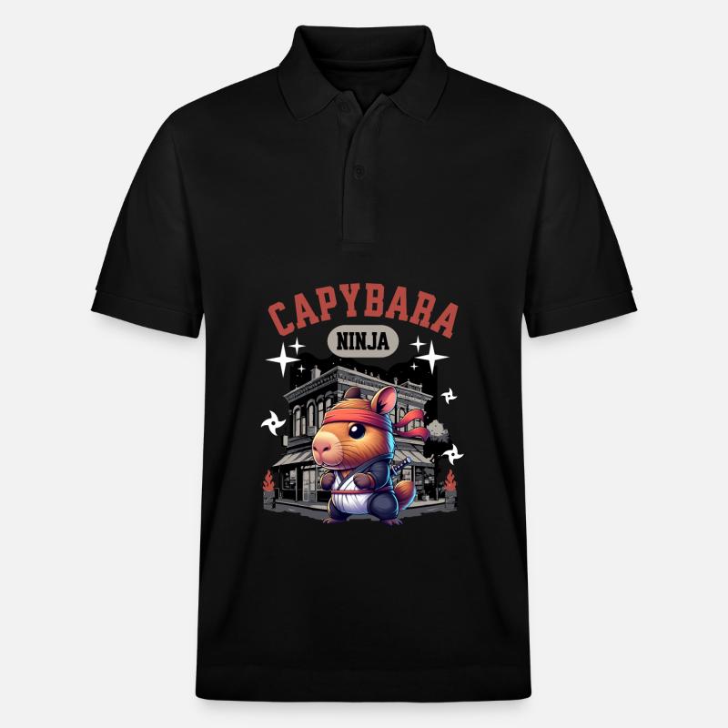 Capybara Ninja - Polo PREPSTER bio Stanley/Stella Unisexe - noir