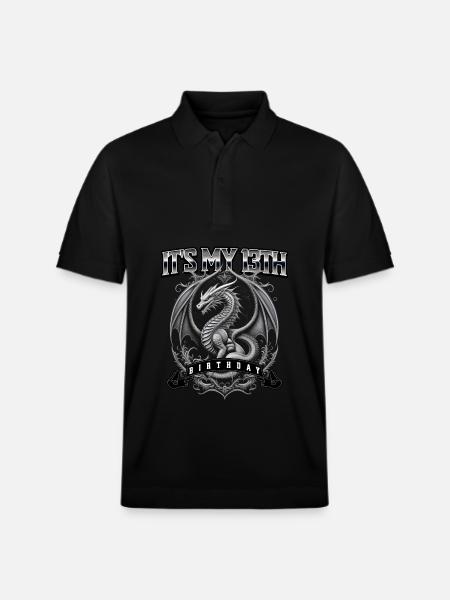 Dragon 13th Birthday Dragon - Stanley/Stella Unisex Organic Polo Shirt PREPSTER - black