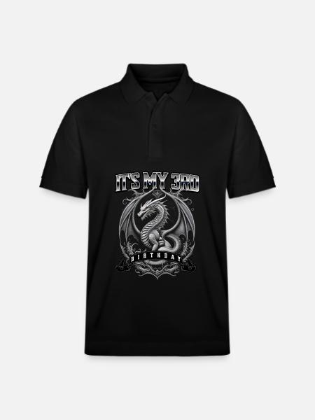 Dragon 3rd Birthday Dragon - Stanley/Stella Unisex Organic Polo Shirt PREPSTER - black