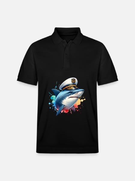 Shark Captain - Stanley/Stella Unisex Organic Polo Shirt PREPSTER - black