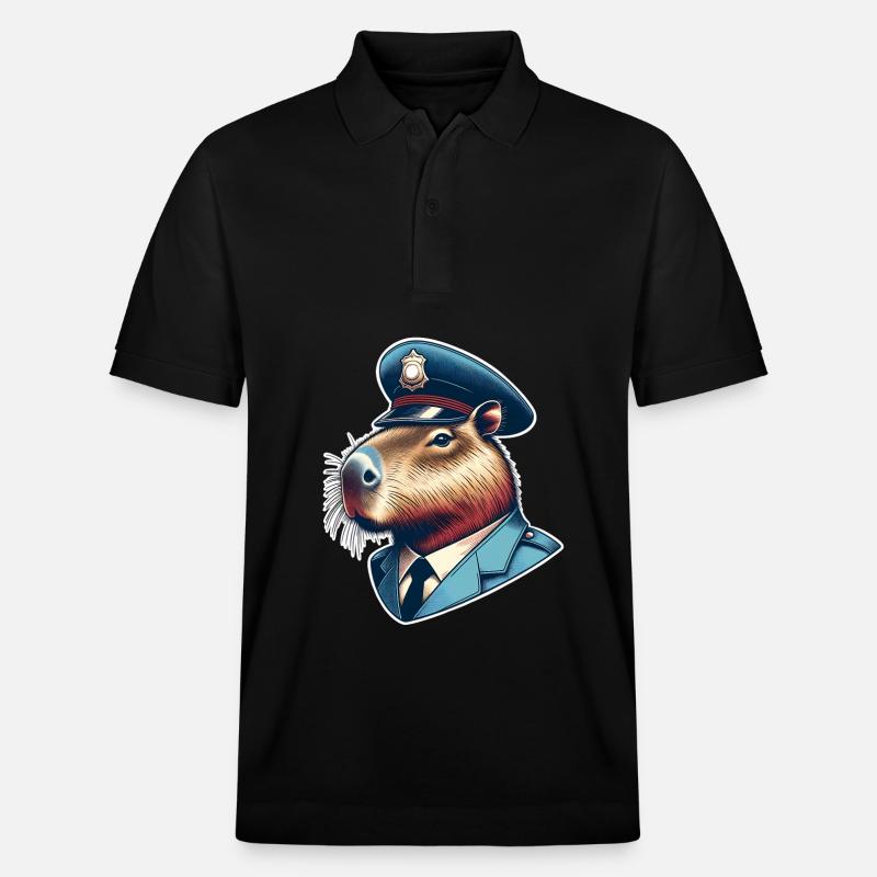 Capybara Polizei - Stanley/Stella Unisex Bio-Poloshirt PREPSTER - Schwarz