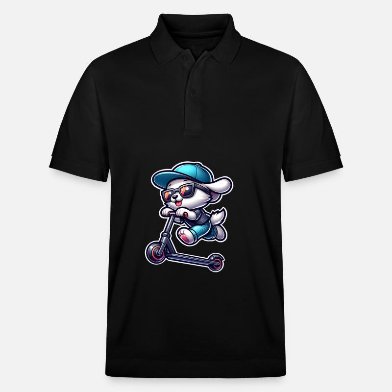 E-Scooter E-Scooter Scooter Dog - Stanley/Stella Unisex Organic Polo Shirt PREPSTER - black