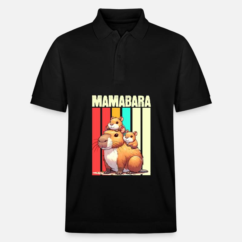 Mamabara Mère Capybara - Polo PREPSTER bio Stanley/Stella Unisexe - noir