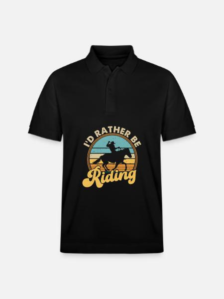 I'D Rather Be Riding - Stanley/Stella Unisex Organic Polo Shirt PREPSTER - black