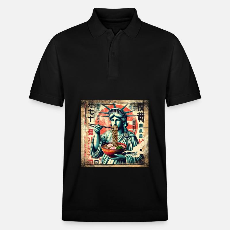 Ramen freiheitsstatue Grunge Poster Style - Stanley/Stella Unisex Bio-Poloshirt PREPSTER - Schwarz