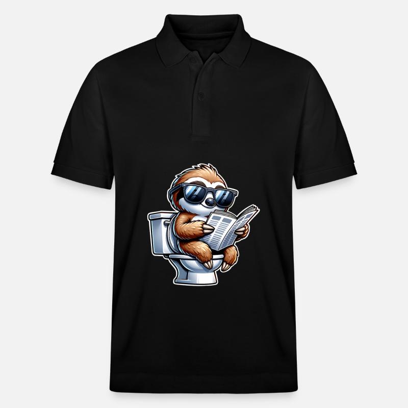 Faultier Toilette Zeitung - Stanley/Stella Unisex Bio-Poloshirt PREPSTER - Schwarz