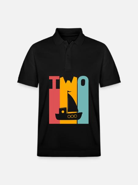 2nd Birthday Sailing Ship - Stanley/Stella Unisex Organic Polo Shirt PREPSTER - black