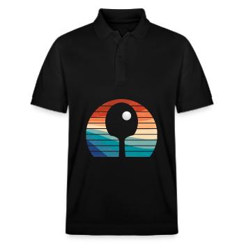 Cool Table Tennis Vintage Design - Stanley/Stella Unisex Organic Polo Shirt PREPSTER - black - Front - Roxy (174cm) & Andy (188cm)