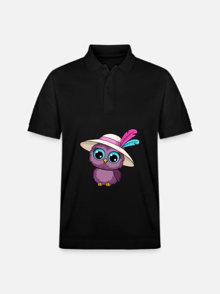 Eule Mit Hut - Stanley/Stella Unisex Bio-Poloshirt PREPSTER - Schwarz