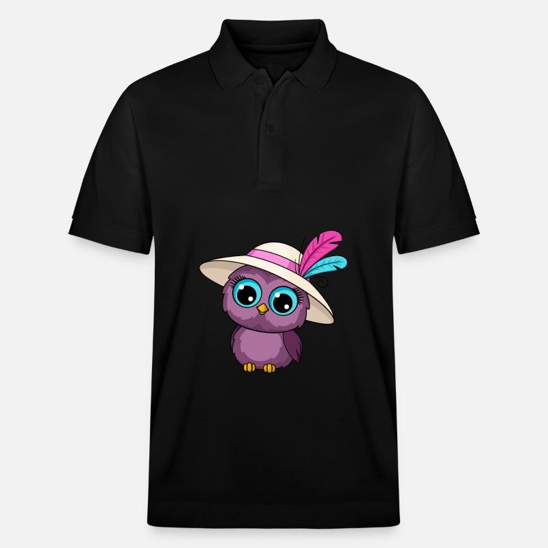 Hibou avec chapeau - Polo PREPSTER bio Stanley/Stella Unisexe - noir
