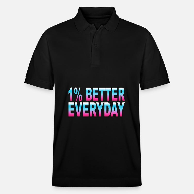 1% better every day - Stanley/Stella Unisex Bio-Poloshirt PREPSTER - Schwarz