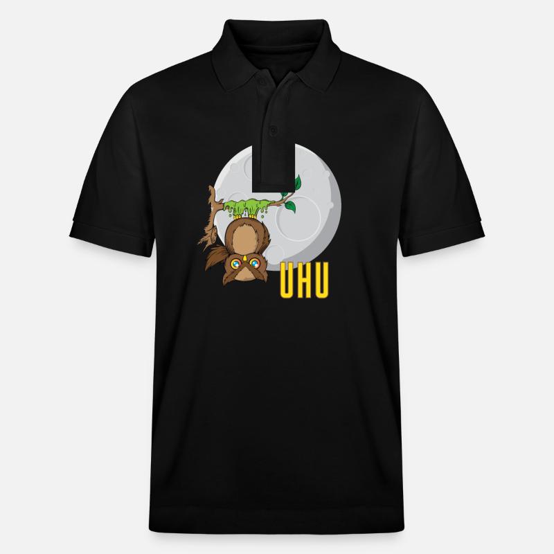 Hibou devant la lune - Polo PREPSTER bio Stanley/Stella Unisexe - noir