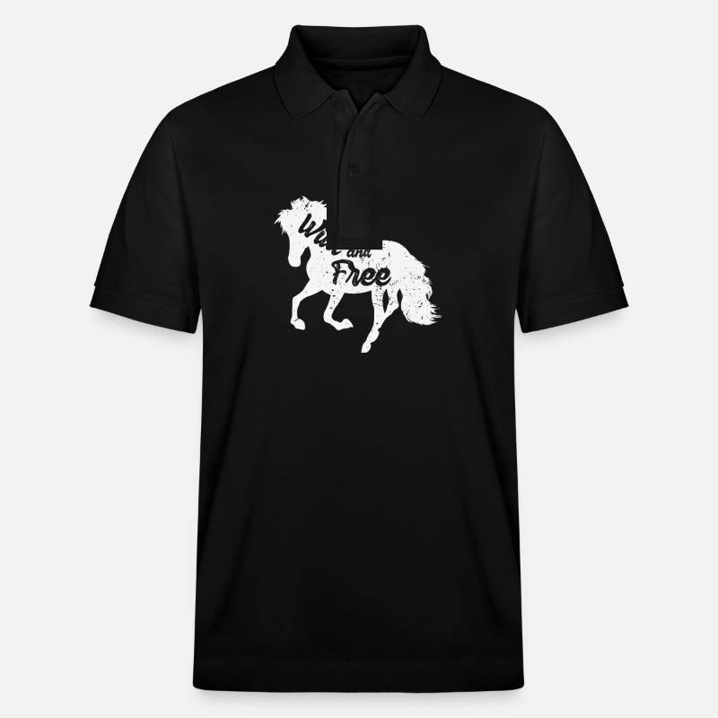 Cheval "sauvage et libre" - Polo PREPSTER bio Stanley/Stella Unisexe - noir