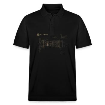 Jet Engine Blueprint – für Luftfahrt-Enthusiasten - Stanley/Stella Unisex Bio-Poloshirt PREPSTER - Schwarz - Vorne - Roxy (174cm) & Andy (188cm)