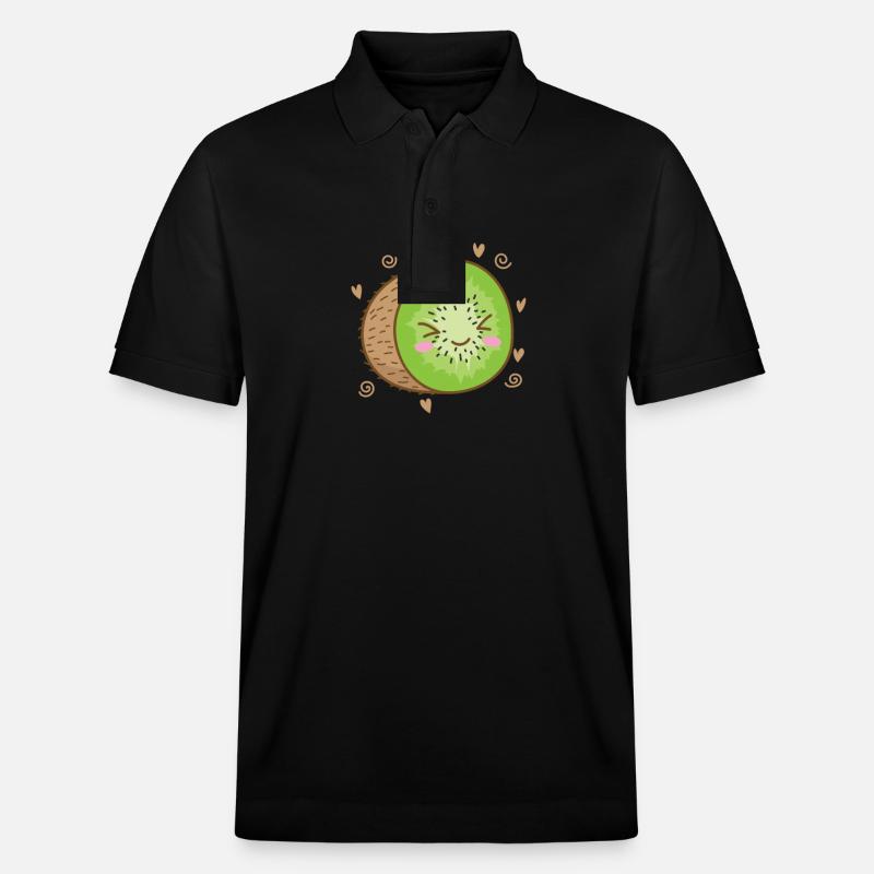 Kiwi tranché fruit fruit animal - Polo PREPSTER bio Stanley/Stella Unisexe - noir