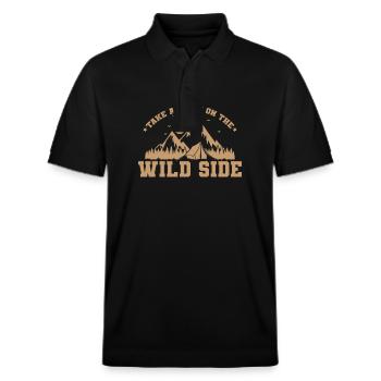 Take a Walk on The Wild Side Survival - Stanley/Stella Unisex Organic Polo Shirt PREPSTER - black - Front - Roxy (174cm) & Andy (188cm)