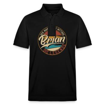 Brian Der Mann der Mythos die Legende Geschenk - Stanley/Stella Unisex Bio-Poloshirt PREPSTER - Schwarz - Vorne - Roxy (174cm) & Andy (188cm)