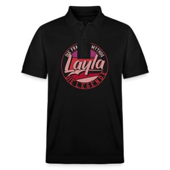 Die frau der Mythos die Legende Layla - Stanley/Stella Unisex Bio-Poloshirt PREPSTER - Schwarz - Vorne - Roxy (174cm) & Andy (188cm)