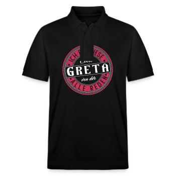 Greta Geschenkidee Geschenk Geburtstag - Stanley/Stella Unisex Bio-Poloshirt PREPSTER - Schwarz - Vorne - Roxy (174cm) & Andy (188cm)