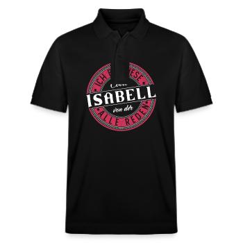 Isabell Geschenkidee Geschenk Geburtstag - Stanley/Stella Unisex Bio-Poloshirt PREPSTER - Schwarz - Vorne - Roxy (174cm) & Andy (188cm)