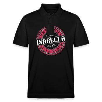 Isabella Geschenkidee Geschenk Geburtstag - Stanley/Stella Unisex Bio-Poloshirt PREPSTER - Schwarz - Vorne - Roxy (174cm) & Andy (188cm)