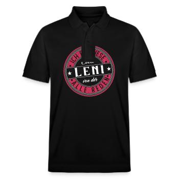 Leni Geschenkidee Geschenk Geburtstag - Stanley/Stella Unisex Bio-Poloshirt PREPSTER - Schwarz - Vorne - Roxy (174cm) & Andy (188cm)
