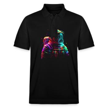 Outer Space Line Art Bunte Spaß Spaceman - Stanley/Stella Unisex Bio-Poloshirt PREPSTER - Schwarz - Vorne - Roxy (174cm) & Andy (188cm)