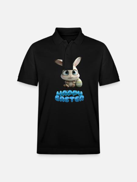 Funny Cute Happy Easter Bunny - Stanley/Stella Unisex Organic Polo Shirt PREPSTER - black