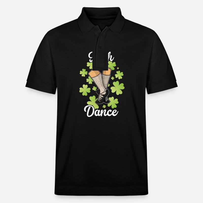 Danse irlandaise Danseur Irlande Clover - Polo PREPSTER bio Stanley/Stella Unisexe - noir
