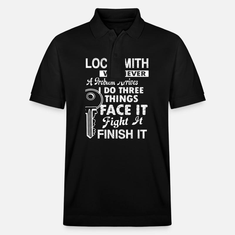 Locksmith Locksmith Solves Problem - Stanley/Stella Unisex Organic Polo Shirt PREPSTER - black