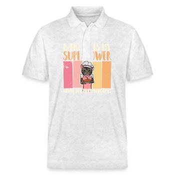 Katze Hobbybäcker Dessert Backen Bäcker - Stanley/Stella Unisex Bio-Poloshirt PREPSTER - Weiß meliert - Vorne - Roxy (174cm) & Andy (188cm)
