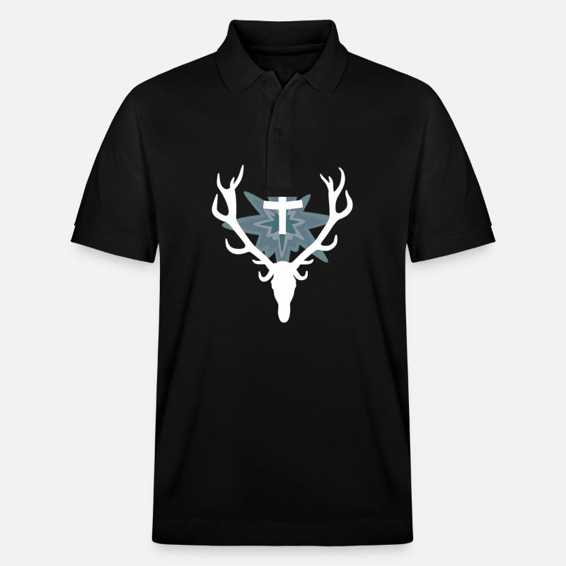 Hubertus Hirsch Jäger Logo - Stanley/Stella Unisex Bio-Poloshirt PREPSTER - Schwarz