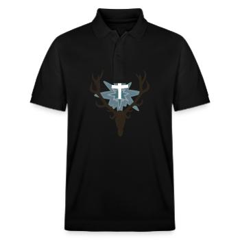 Symbol der Jagd - der St. Hubertus Hirsch - Stanley/Stella Unisex Bio-Poloshirt PREPSTER - Schwarz - Vorne - Roxy (174cm) & Andy (188cm)