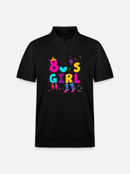 80's Girl Eighties Woman - Stanley/Stella Unisex Organic Polo Shirt PREPSTER - black