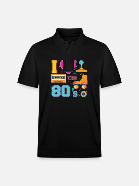 I Love The 80's - Stanley/Stella Unisex Organic Polo Shirt PREPSTER - black