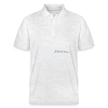 Juin 1973 édition limitée Année de naissance - Polo PREPSTER bio Stanley/Stella Unisexe - blanc chiné - Devant - Roxy (174cm) & Andy (188cm)