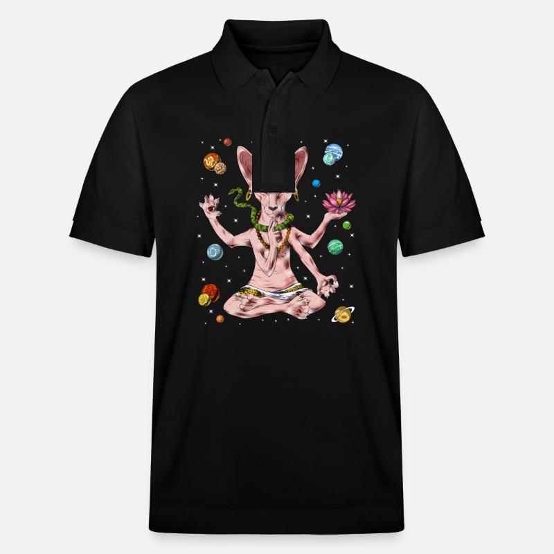 Méditation Chat Sphynx - Polo PREPSTER bio Stanley/Stella Unisexe - noir