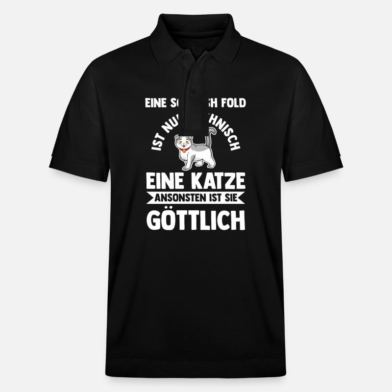 Scottish Fold Katze - Stanley/Stella Unisex Bio-Poloshirt PREPSTER - Schwarz