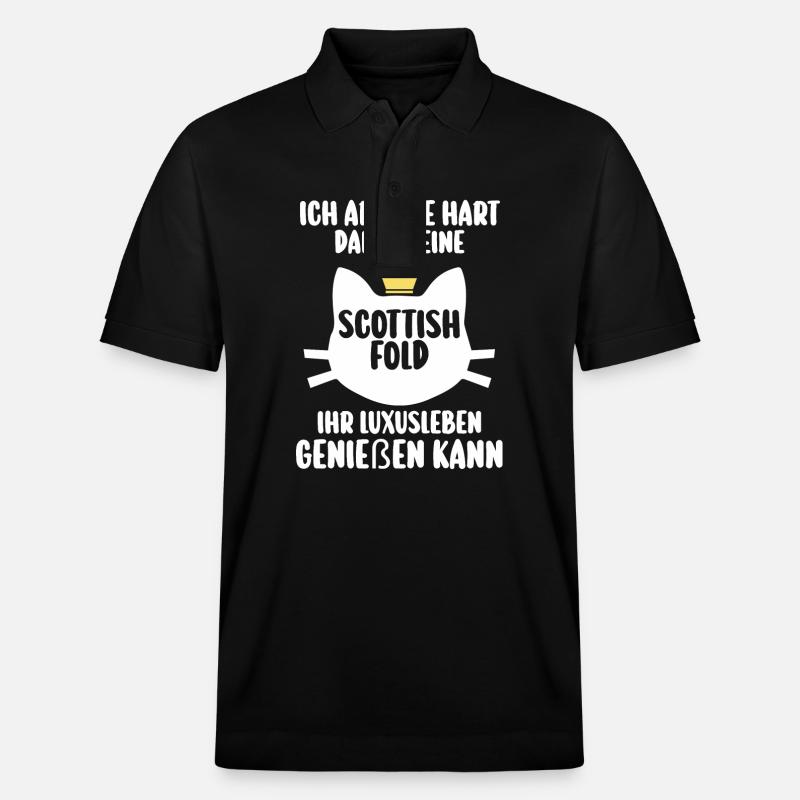 Scottish Fold Katze - Stanley/Stella Unisex Bio-Poloshirt PREPSTER - Schwarz