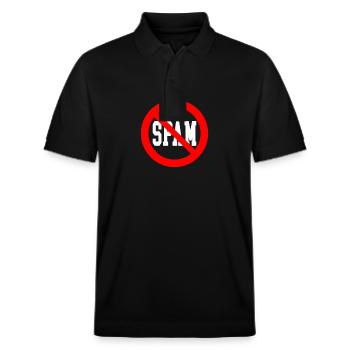 Spam Verboten Hör Auf Zu Reden Statement - Stanley/Stella Unisex Bio-Poloshirt PREPSTER - Schwarz - Vorne - Roxy (174cm) & Andy (188cm)