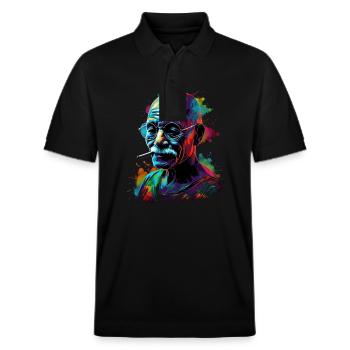 Nobel Peace Prize Laureate Mahatma Gandhi Gift - Stanley/Stella Unisex Organic Polo Shirt PREPSTER - black - Front - Roxy (174cm) & Andy (188cm)