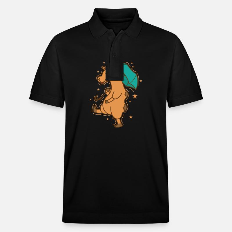 Kamel mit Regenschirm Dromedar Karawane - Stanley/Stella Unisex Bio-Poloshirt PREPSTER - Schwarz