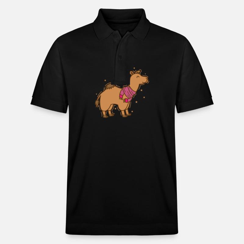Kamel Dromedar mit Schal Dromedar - Stanley/Stella Unisex Bio-Poloshirt PREPSTER - Schwarz