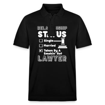 Lawyer Lawyer Relationship Status - Stanley/Stella Unisex Organic Polo Shirt PREPSTER - black - Front - Roxy (174cm) & Andy (188cm)