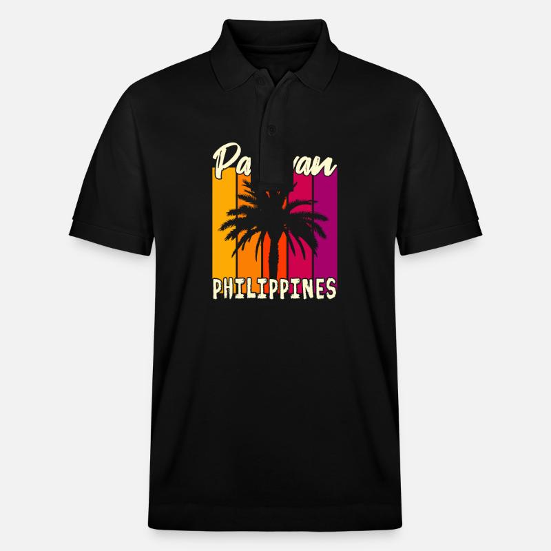 Palawan Philippines Sunset - Stanley/Stella Unisex Organic Polo Shirt PREPSTER - black