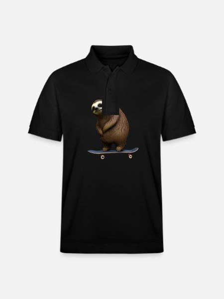 Skateboard Sloth - Stanley/Stella Unisex Organic Polo Shirt PREPSTER - black