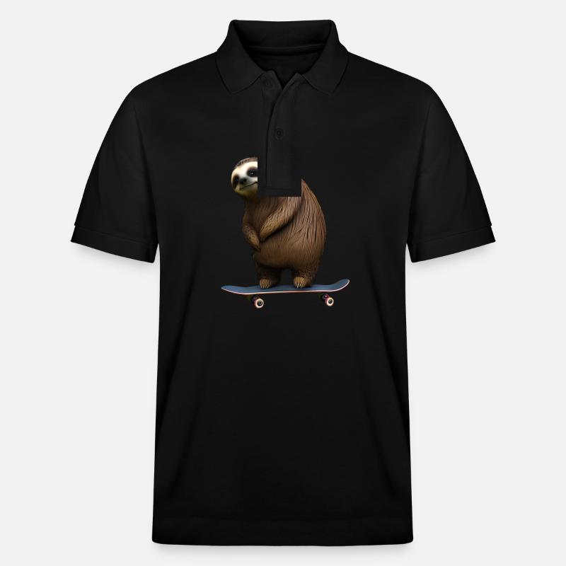 Skateboard Sloth - Polo PREPSTER bio Stanley/Stella Unisexe - noir