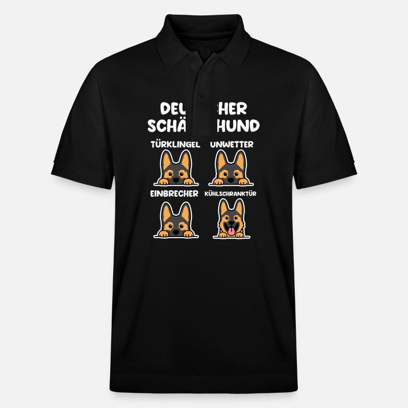 Hund Schäferhund - Stanley/Stella Unisex Bio-Poloshirt PREPSTER - Schwarz